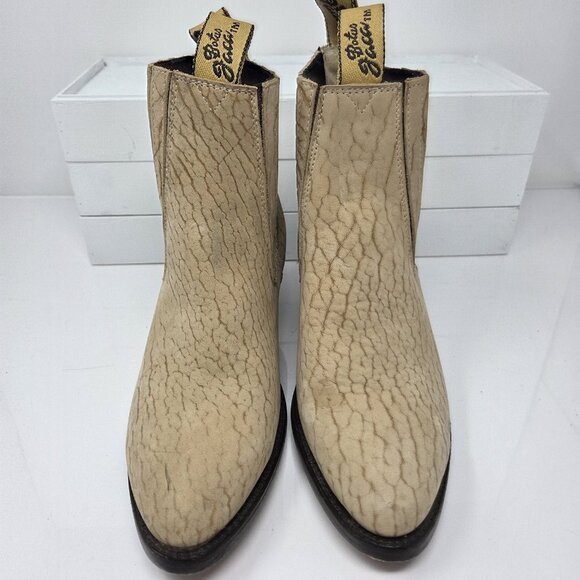 Botas Jaca Mens Suede Cowboy Boots Size 6 Beige Short Leather Western Coastal - Picture 3 of 13